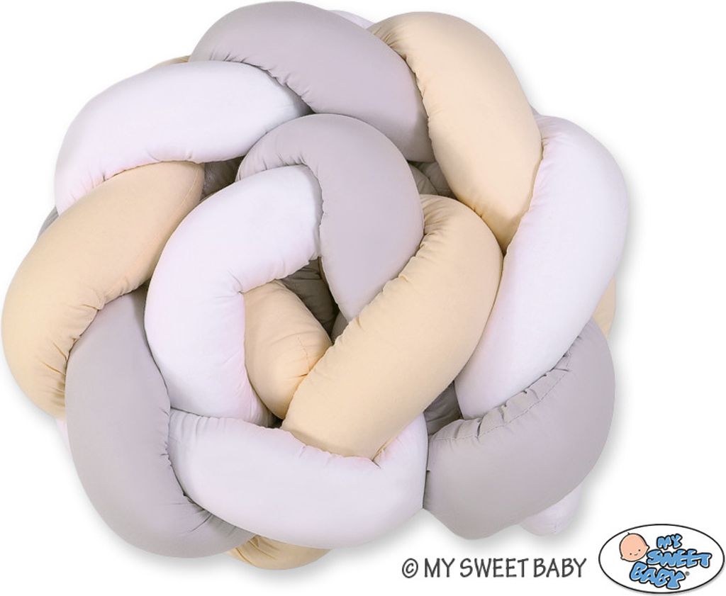 Flätat Schutz für Babybett Weiß-Grau-Beige 180 cm Knot Pillow
