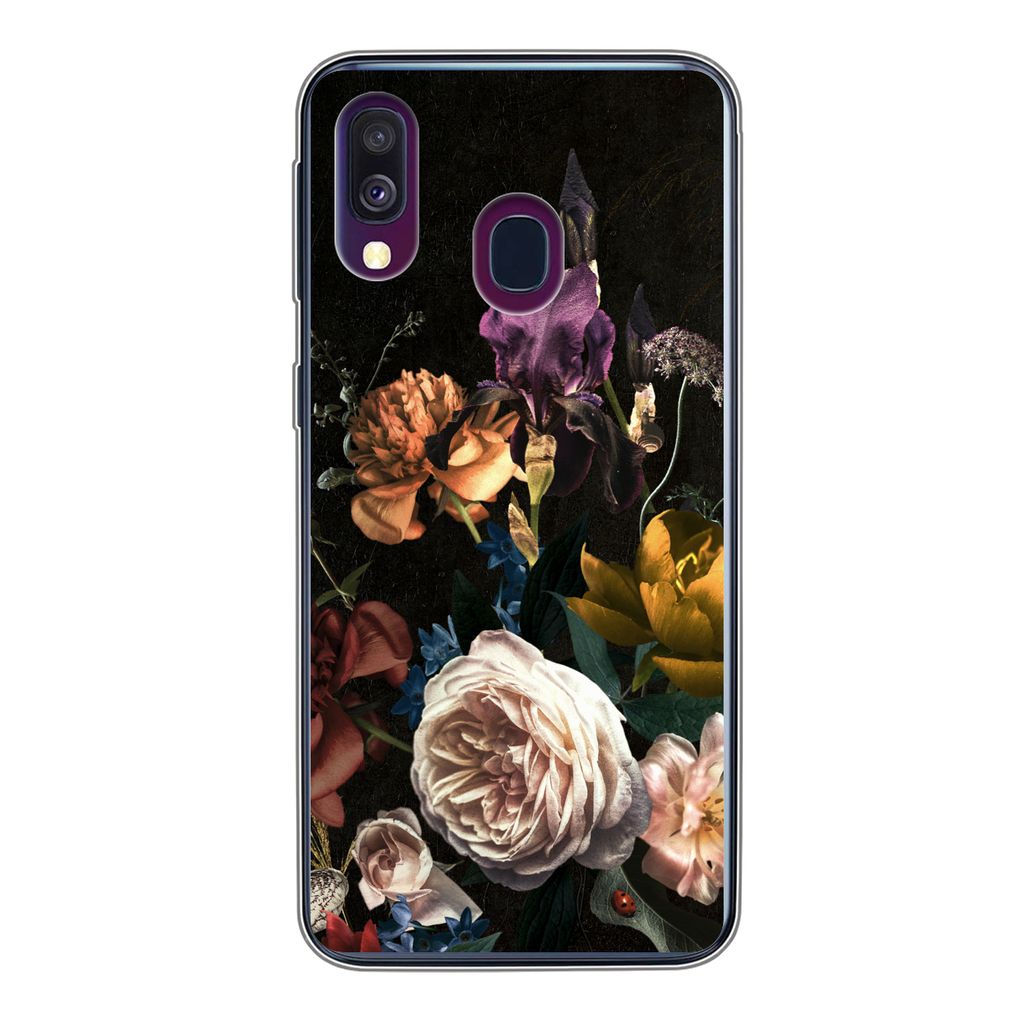MuchoWow Handyhülle Schutzhülle Hülle für Samsung Galaxy A40 Blumen - Rosen - Muster Silikon Softcase Handy Hülle - Handy-Tasche
