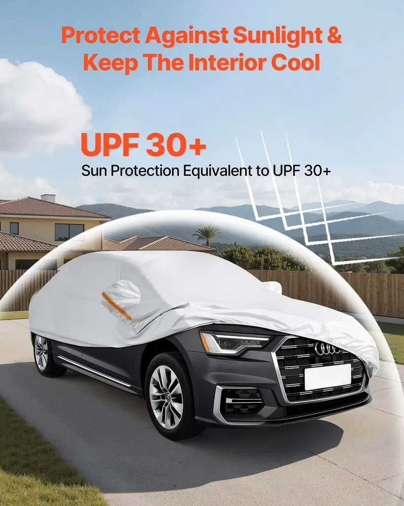 Housse de protection voiture intégrale argentée pour grande berline Luxe - 5