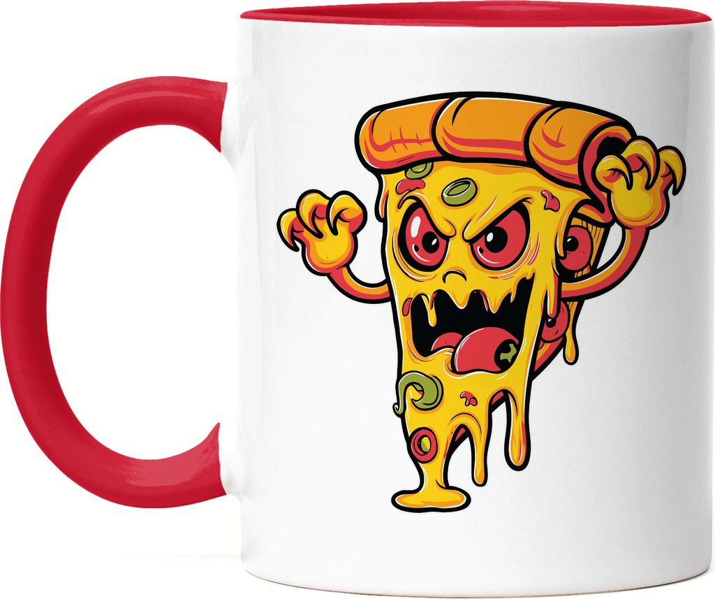 Gruselige Pizza Tasse Rot Halloween Geschenkidee Gruselgeschenk Pizza Halloweenparty