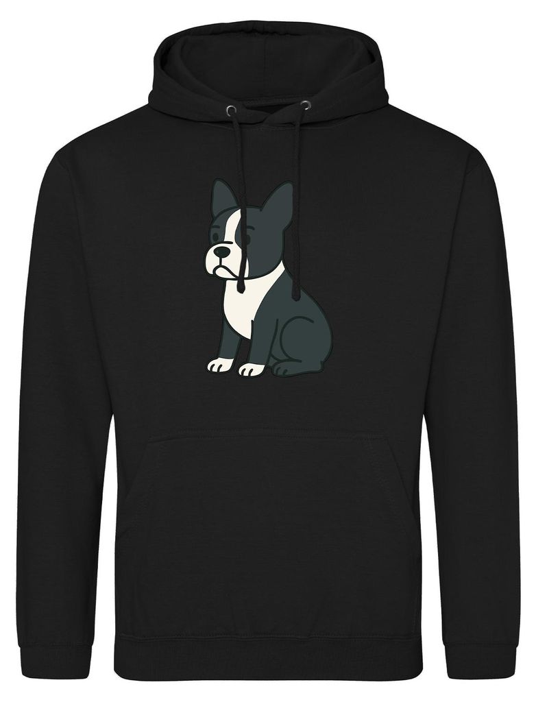 Huuraa Uni Hoodie Boston Terrier Comic Bostonie S Deep Black Vegan Sweatshirt Geschenkidee