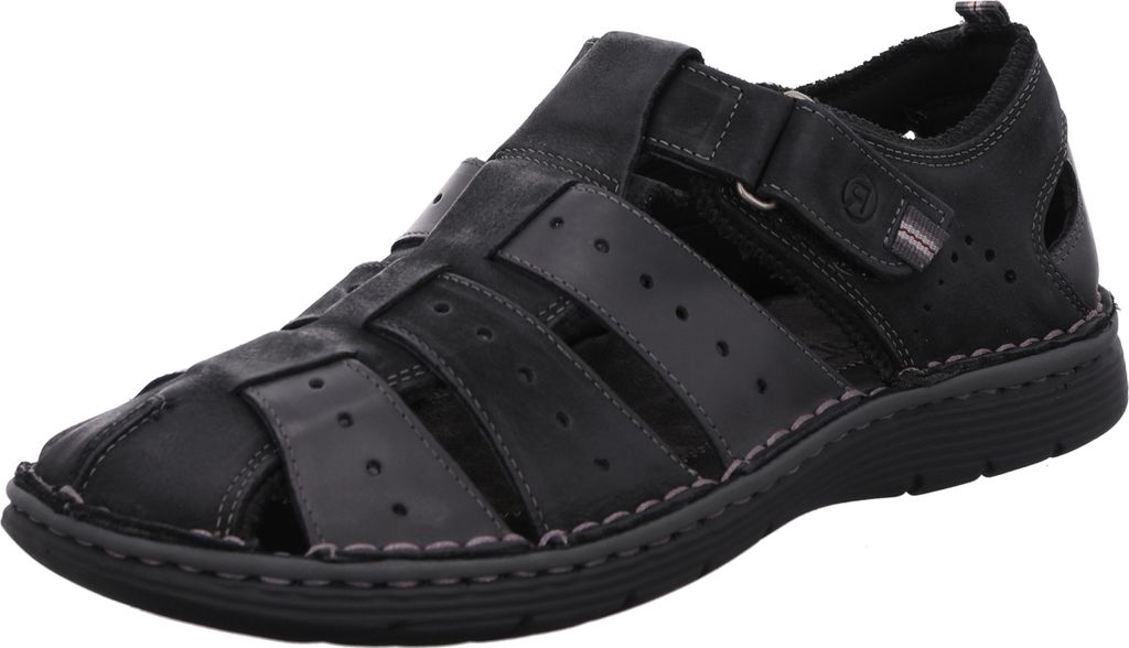 Rohde Herren Leder Klettverschluss Slipper Halbschuhe Prato 6040, Größe:43 EU, Farbe:Schwarz