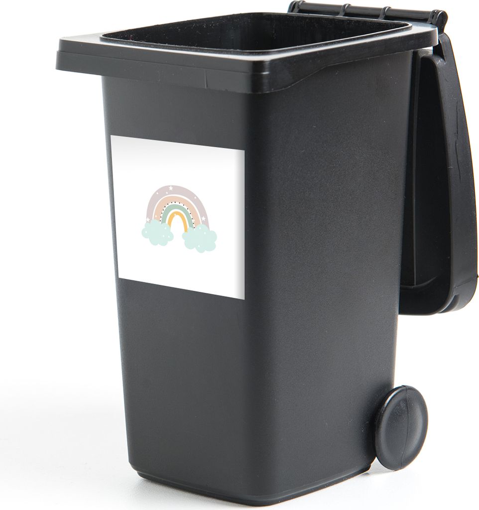 MuchoWow Mülltonnenaufkleber Regenbogen - Sterne - Punkte - Wolken - Kinder 40x40 cm - Abfall-Aufkleber - Container - für Abfallcontainer