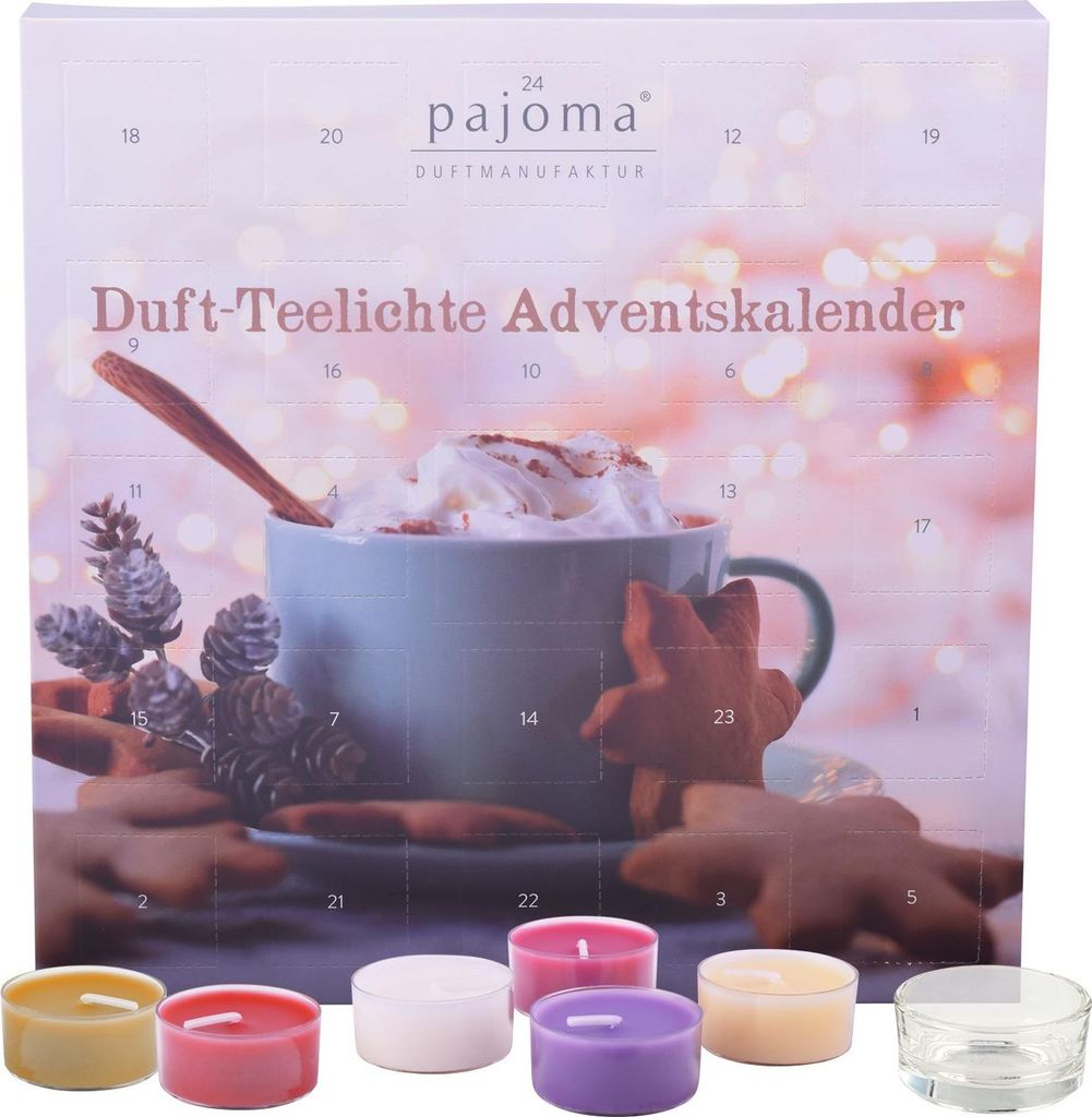 Pajoma Adventskalender Christmas Cup 24 Duft Teelichte & 1 Teelichthalter