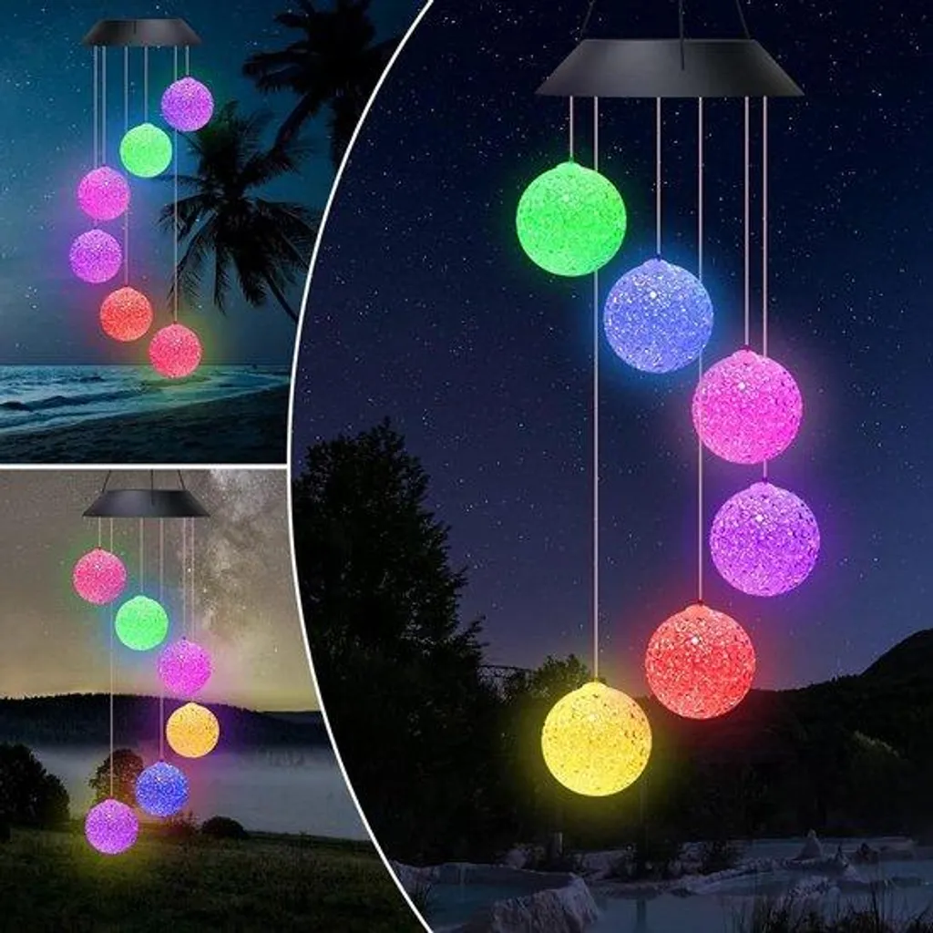 Carillon éolien solaire LED extérieur anti-rouille et durable