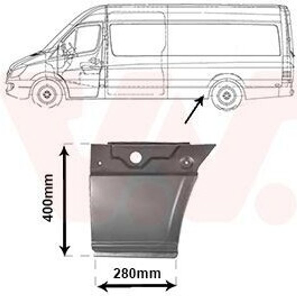 VAN WEZEL Seitenwand Reparaturblech für VW CRAFTER 30-50 Kasten (2E) CRAFTER 30-35 Bus (2E) passend für MERCEDES-BENZ SPRINTER 3,5-t Kasten (906)