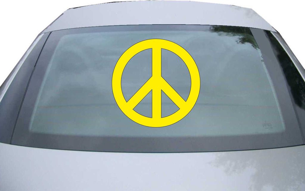 Indigos UG - Aufkleber Heckscheibe & Motorklappe DE2291 - gelb - 600x600 mm - Peace - Auto Scheiben Fenster Heckklappe Tuning Racing JDM - Die cut
