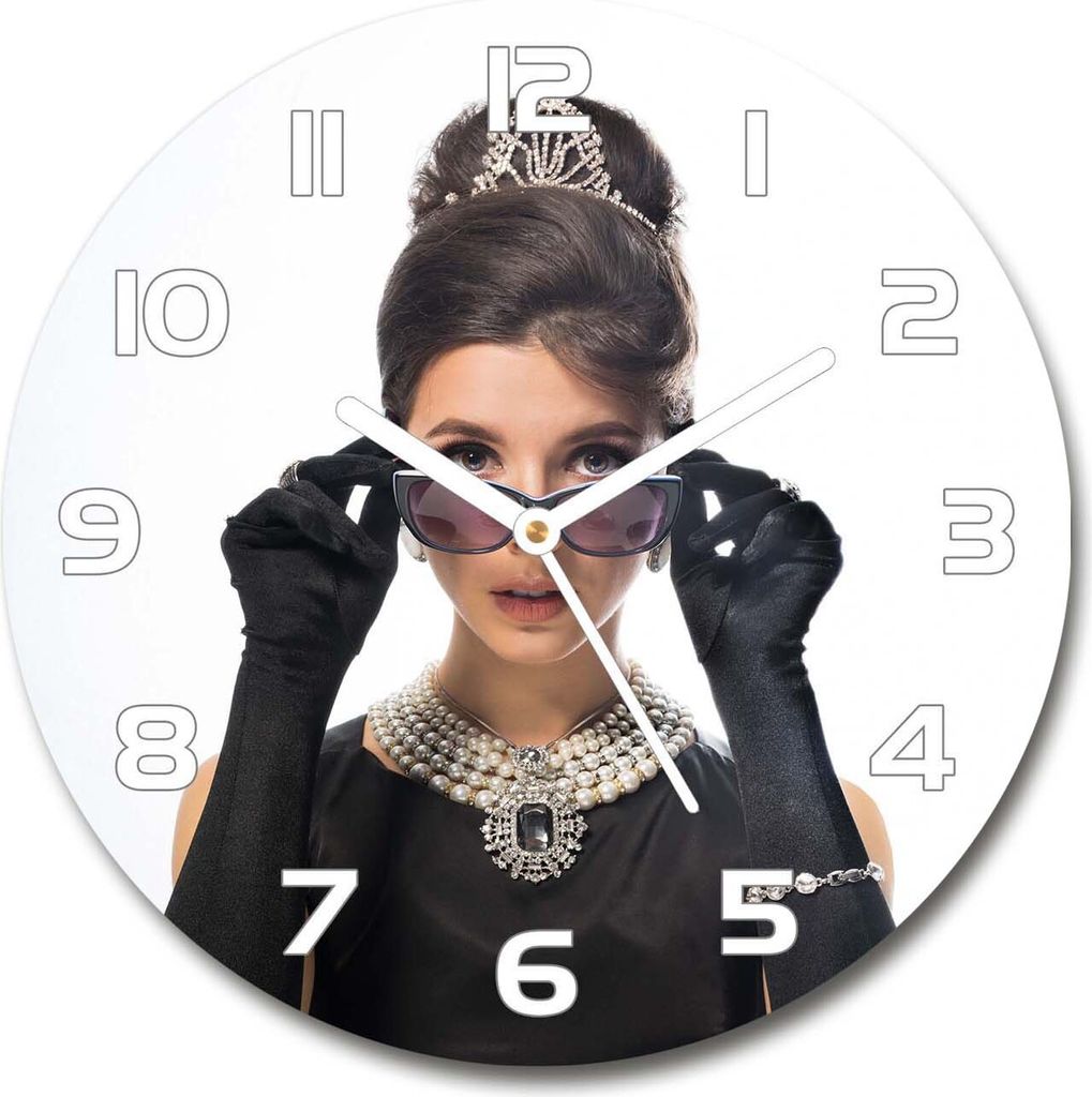 Wanduhr aus Glas 30fi Glasbild Glasuhr Gehärtetes Glas - weisse-zeiger - A woman with glasses