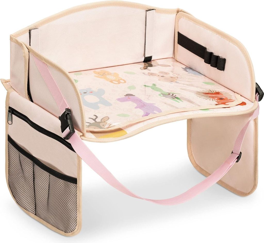 Schoottafeltje für Kinder - Zusammenklappbarer Reisetisch für unterwegs - Zum Spielen und Essen mit Playtray für Auto oder Flugzeug Reisetisch f...