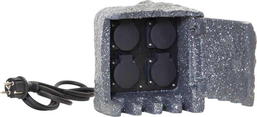 Gartensteckdose 'Plugge', Betonoptik,für 4 Stecker