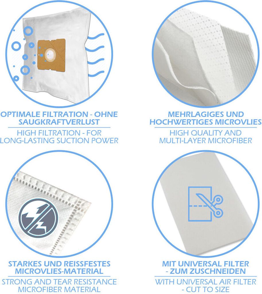 Produktbild von VACS 16x Staubsaugerbeutel Für TASKI AERO 15 – Vlies, Antibakteriell, Inkl. Motorfilter