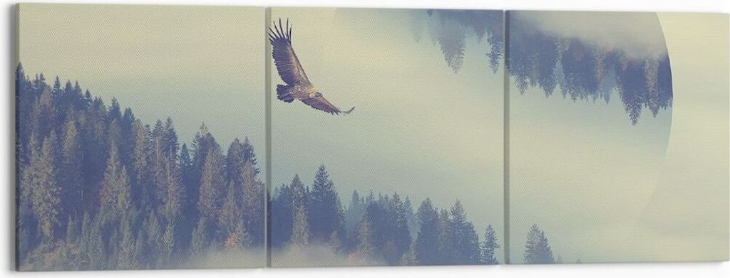 Bild auf Leinwand - Leinwandbild - Vogel Natur Wald - 150x50cm - Wand Bild - Wanddeko - Wandbilder - Leinwanddruck - Bilder - Kunstdruck - Wanddeko...
