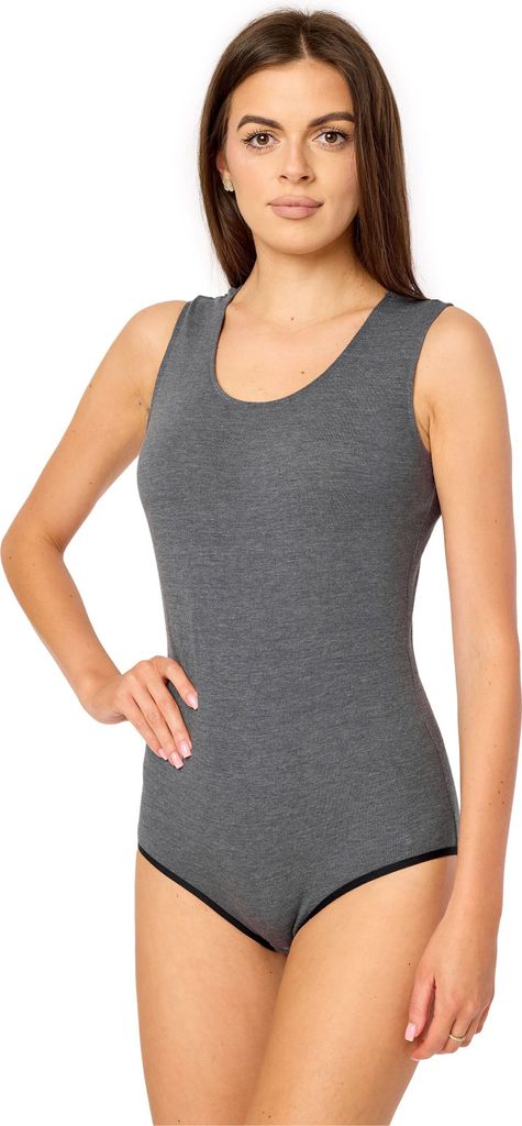 Merry Style Damen Body Ärmellos BD901(Dunkelmelange, L)