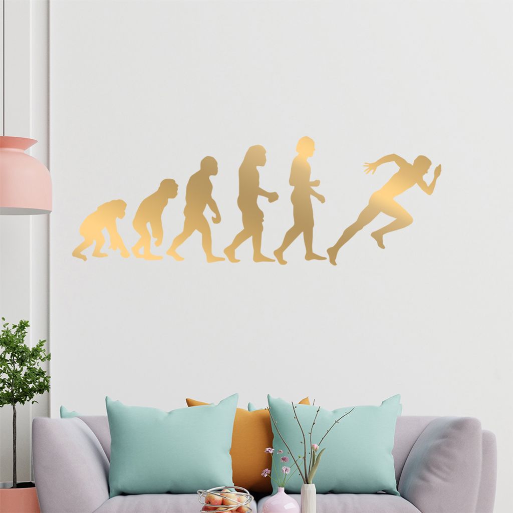 KIWISTAR Evolution Läufer Charles Darwin laufend Wandtattoo in 6 Größen - Wandaufkleber Wall Sticker - Dekoration, Küche, Wohnzimmer, Schlafzim...