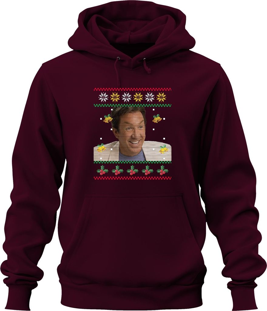 Santa - Ugly Christmas Sweater Weihnachten Uni Hoodie Kapuzenpullover, Burgundy, XL