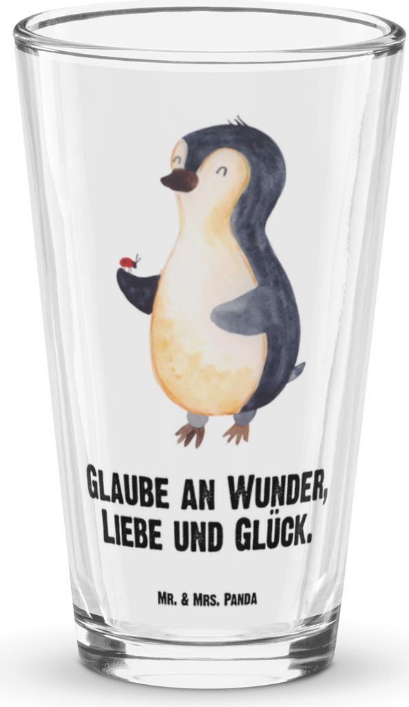 Mr. & Mrs. Panda Glas Pinguin Marienkäfer - Transparent - Geschenk, Glück, Wasserglas, Bierglas, Kleine Wunder, Tumbler, Cocktailglas, Aufmerksam...