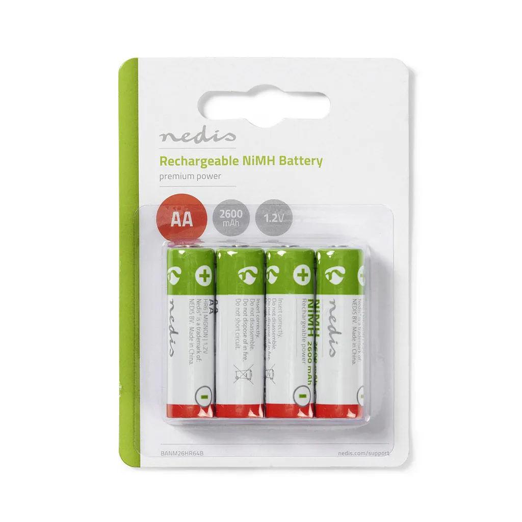 Piles rechargeables AA 2600mAh Nedis Ni-MH pour appareils numériques - 2