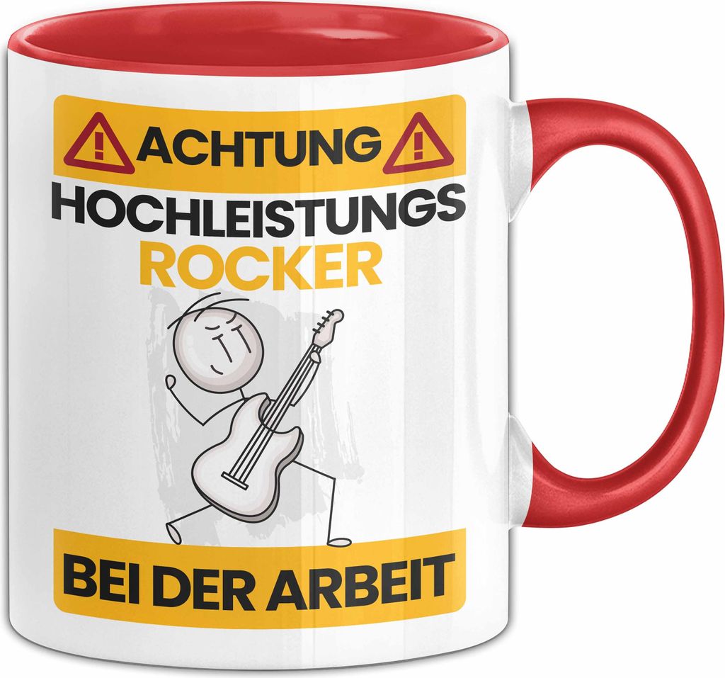 Rocker Tasse Geschenk Lustiger Spruch Geschenkidee für Rocker Achtung Hochleistungs Rocker Bei Der Arbeit (Rot)
