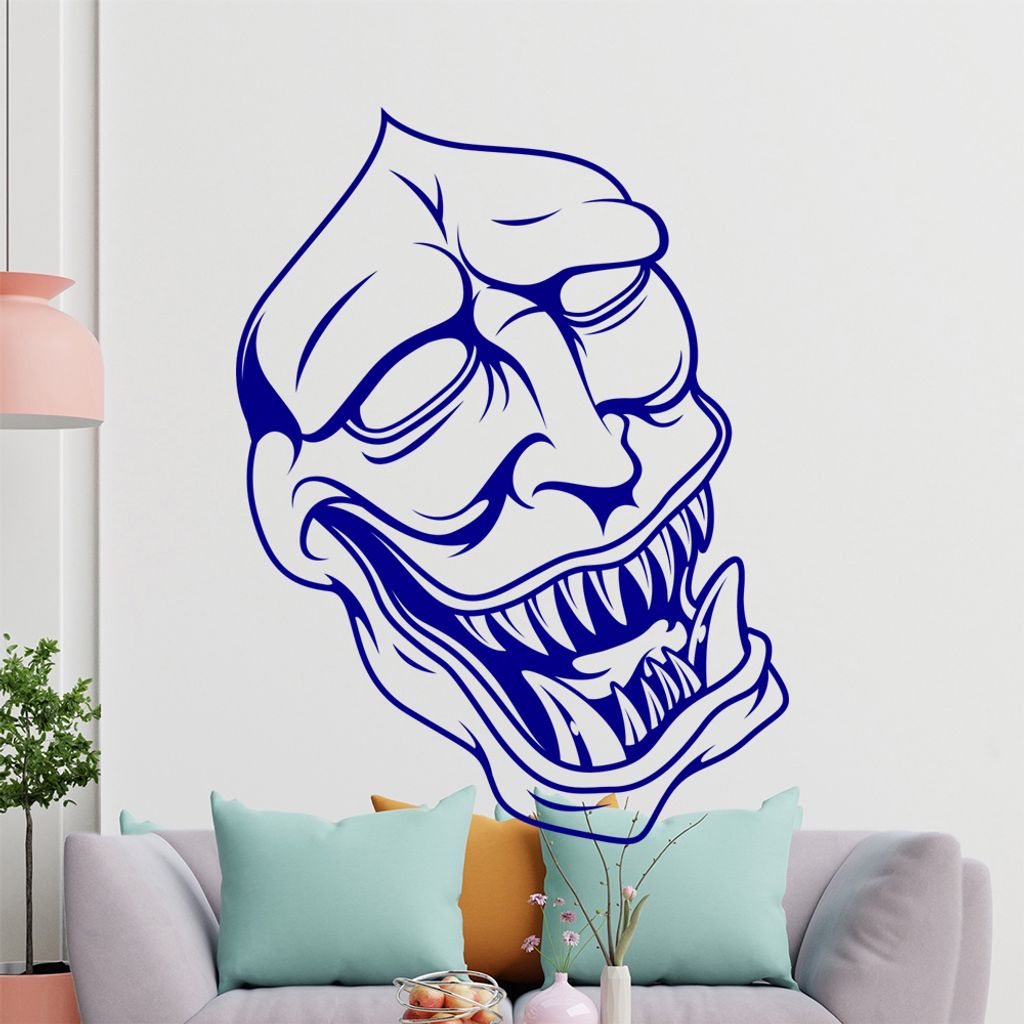 KIWISTAR Oni Yokai abgrundtief böse Dämonen Wandtattoo in 6 Größen - Wandaufkleber Wall Sticker - Dekoration, Küche, Wohnzimmer, Schlafzimmer,...