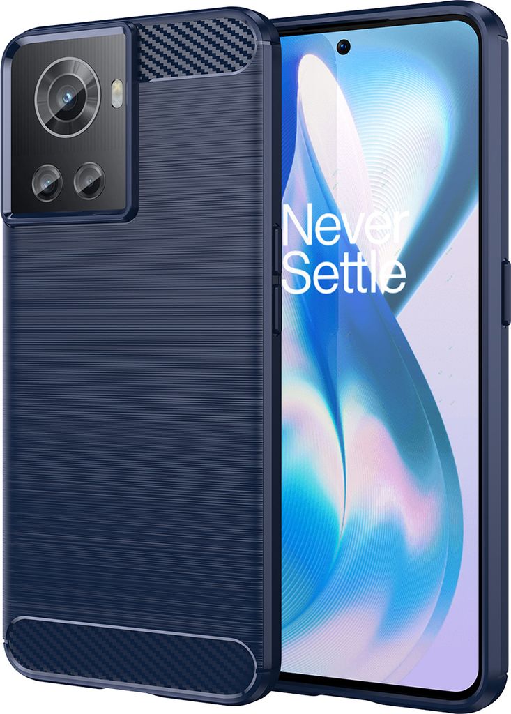 OnePlus Ace Hülle, Carbon-Faser TPU Silikon Stoßfest Schutzhülle für OnePlus Ace Blau