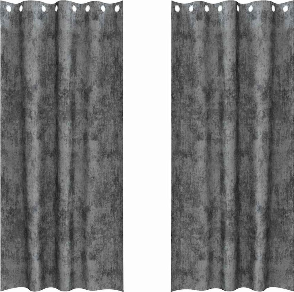vidaXL Samtvorhänge mit Vorhängen 2 pcs Grau 225 x 140 cm Samt