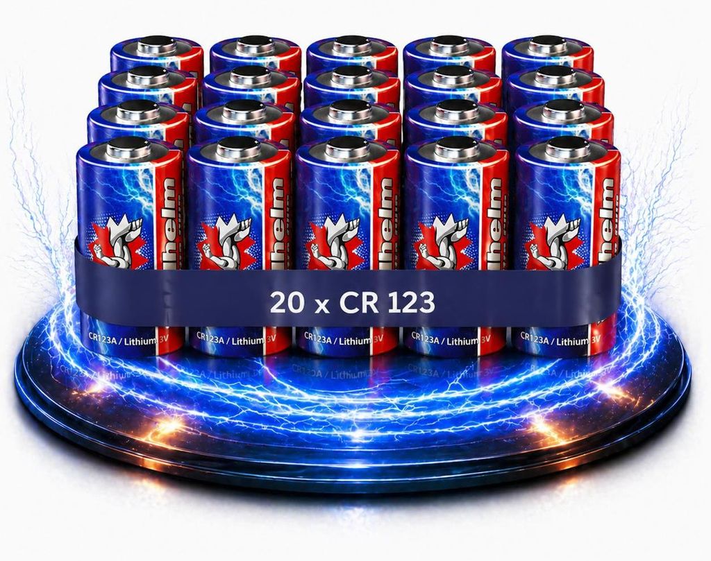20 x CR123 WILHELM 3V Lithiumbatterie CR123A 123 CR Produktbild 
