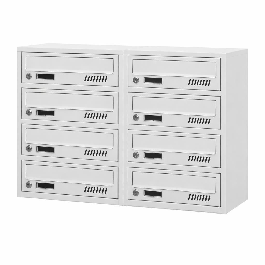 8-fach Briefkastenanlage Grau Ral 7035, 25 cm Tiefe, 8er Produktbild 