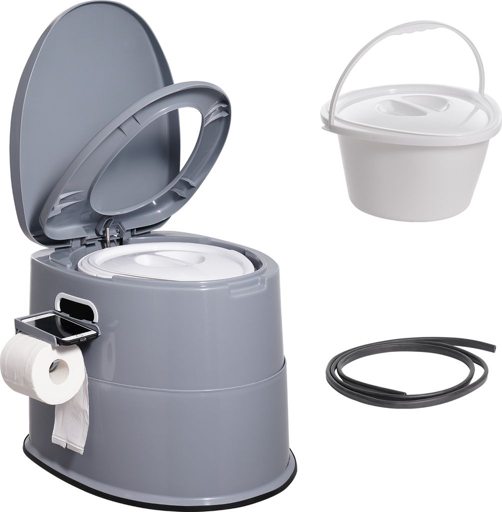 VEVOR 5 L Campingtoilette mit Toilettenpapier- und Handyhalter, Tragbare Campingtoilette 500 x 467 x 400 mm Reisetoilette Nottoilette Weiße Toilet...