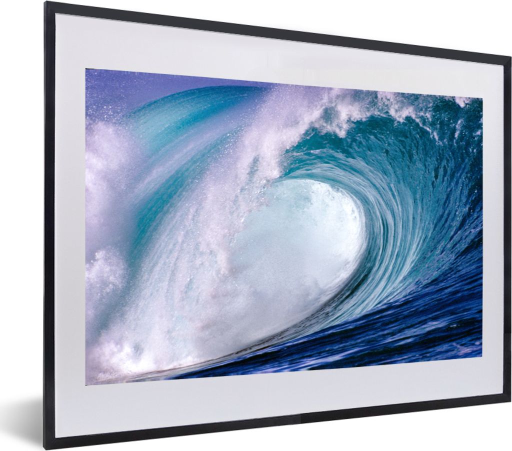 MuchoWow MuchoWow Gerahmtes Poster Meer - Hawaii - Golf 60x40 cm - Poster mit zchwarzem Bilderrahmen - Schlafzimmer - Plakat in Rahmen - Drucken