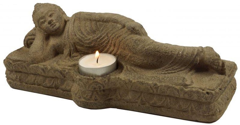 Buddha mit Teelichthalter aus Sandstein