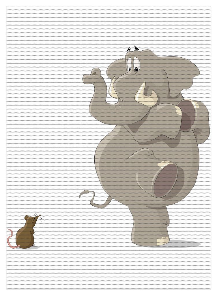 Wallario Duschmatte Antirutschmatte Badmatte Fußmatte Elefant erschrickt vor Maus, Größe ca. 90 x 65 cm
