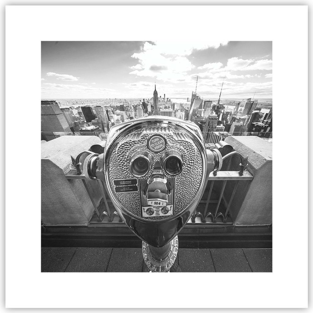 Poster - Poster ohne Rahmen - Manhattan Fernglas Ansicht - 30x30 cm - Wand Bild - Wanddeko - Wandbilder - Kunstposter - Wandposter - Bilder - Kunst...