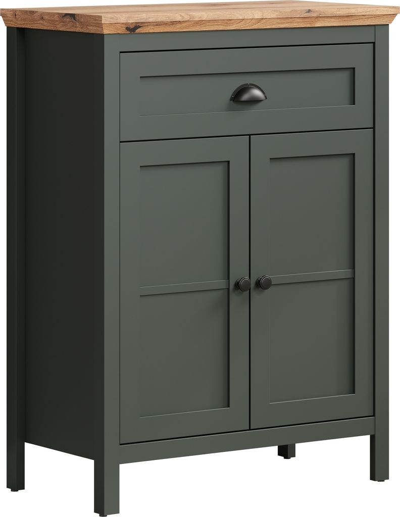 Kommode >Stanton< in Tannengrün / Eiche - 77x102x39cm (BxHxT)
