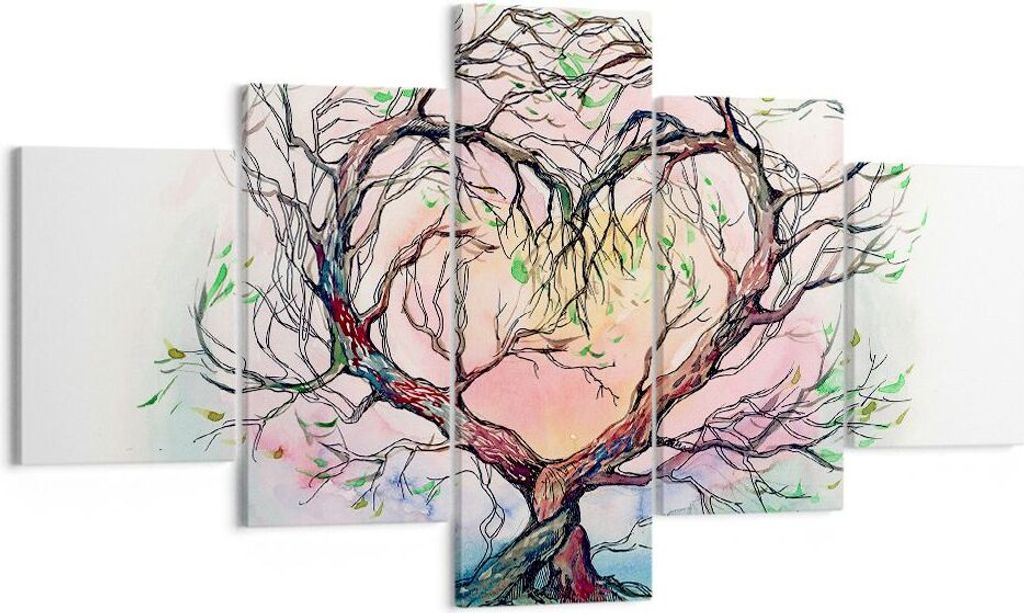 Bild auf Leinwand - Leinwandbild - Baum Herz Natur Bild - 125x70cm - Wand Bild - Wanddeko - Leinwanddruck - Bilder - Kunstdruck - Wanddekoration - ...