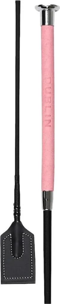 Cravache de dressage Dublin cuir rose WB2257 : confort et grip matelassé