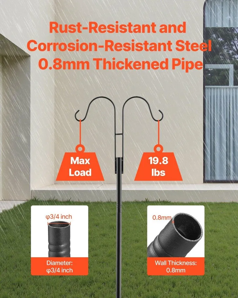 Set 8 Ganci Pastore Doppi 234cm - Supporto Heavy Duty per Arredo Esterno - 3