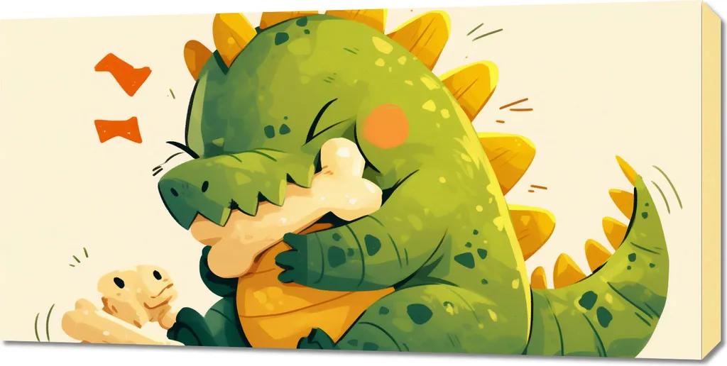 Quadro Canvas 100x50 Dinosauro Illustrato: Arte Educativa Bambini