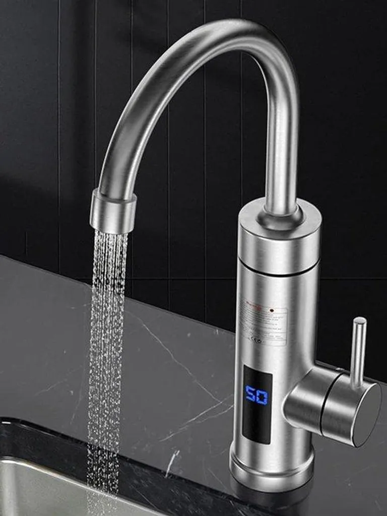 Robinet Électrique 3000W Inox avec Écran LED Température Eau Chaude