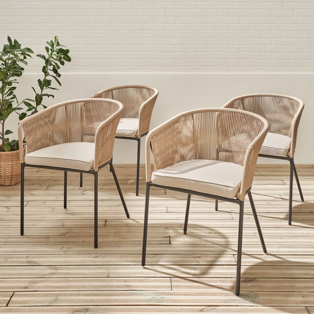 sweeek - 4er Set Gartensessel verzinkter Stahl mit Produktbild 