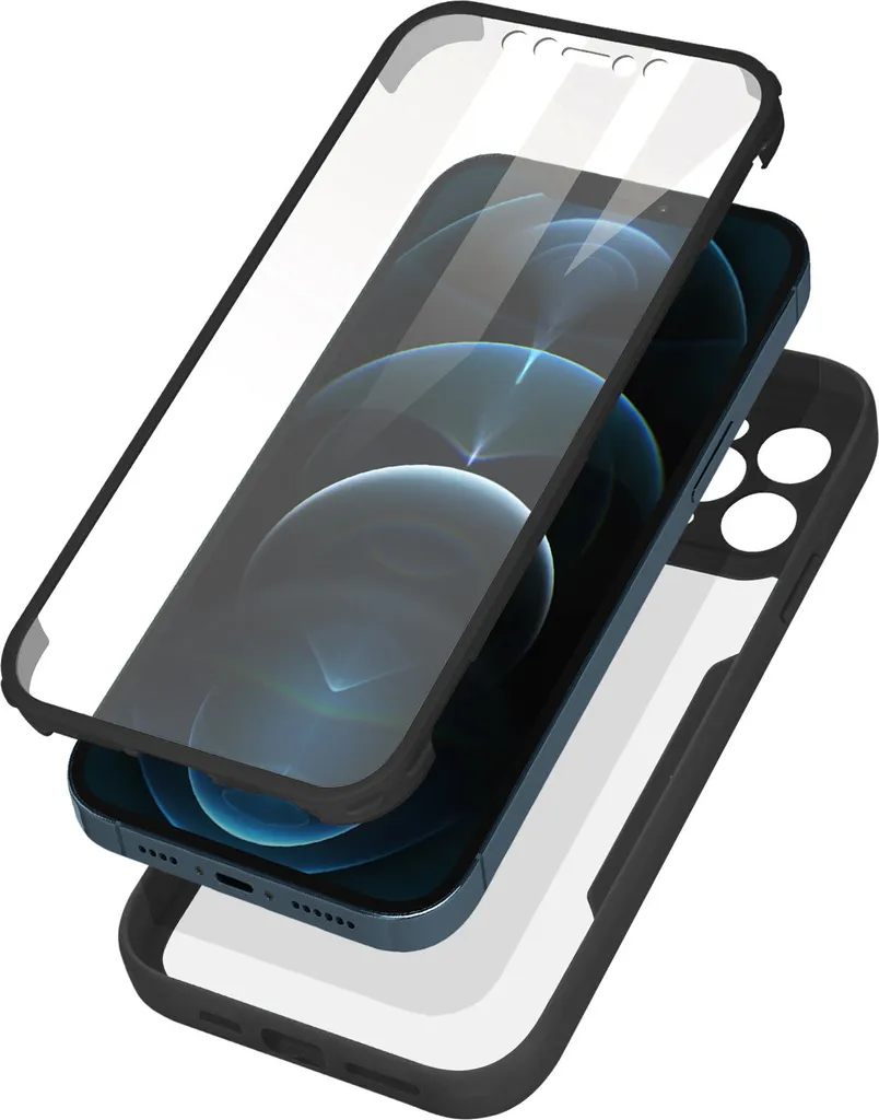 Cover iPhone 12 Pro Max Trasparente e Bordo Silicone Nero Antiurto