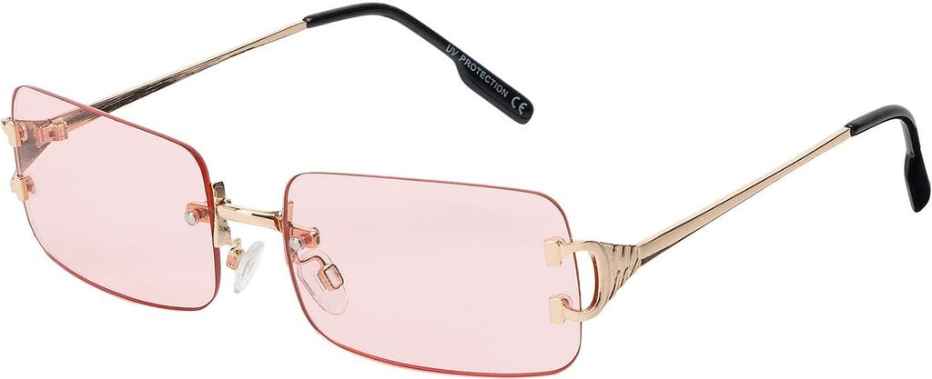 Damen Sonnenbrille rechteckig Designer 80er Modern Urlaub Sommer Strand 30571 Rosa