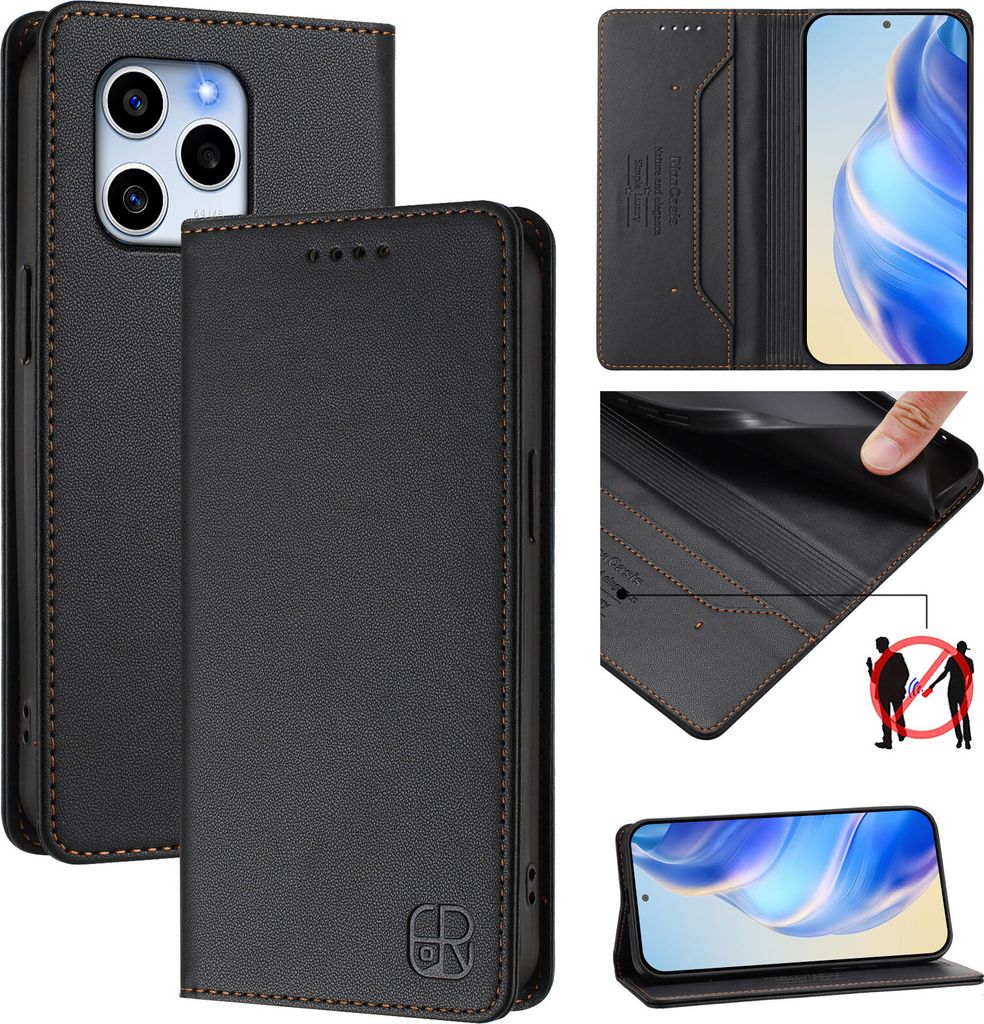 Lederhülle für Honor 60 SE Hülle Flip Brieftasche Produktbild 