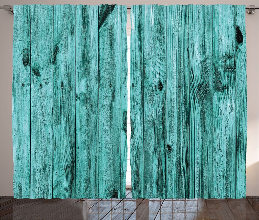 ABAKUHAUS Blau Rustikaler Vorhang, Antik Holz Textur, Wohnzimmer Universalband Gardinen mit Schlaufen und Haken, 280 x 175 cm, Blau
