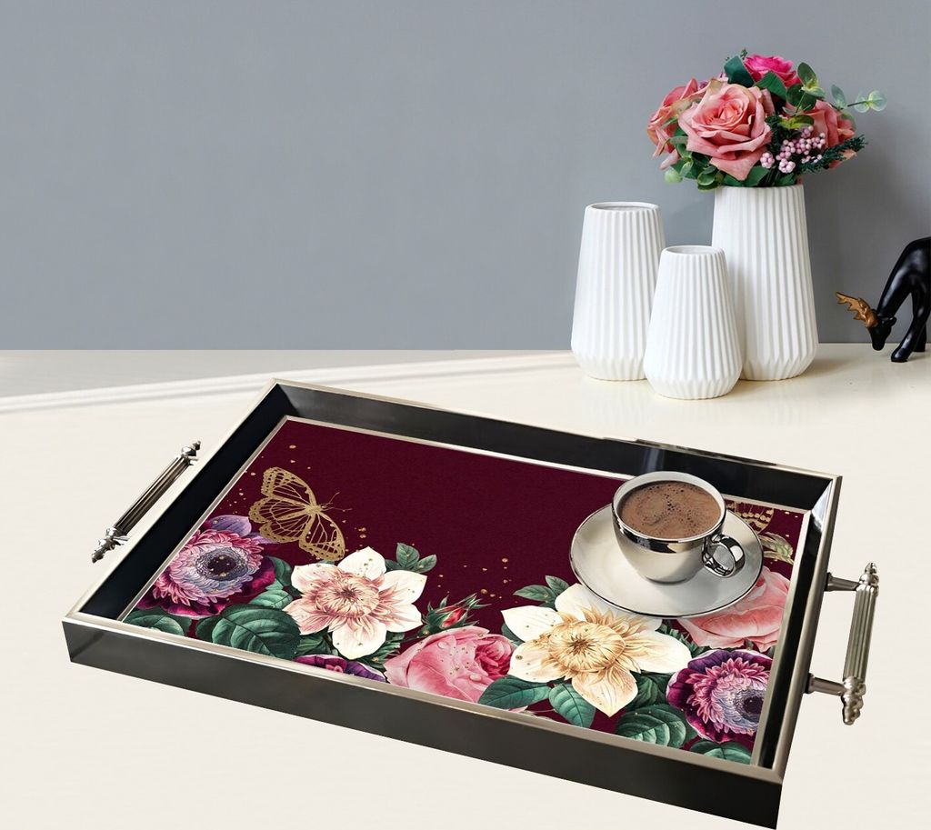 Evila Originals, TPG9825, Tablett, Mehrfarbig, 100 % GLAS, 50 x 29 x 3,5 cm