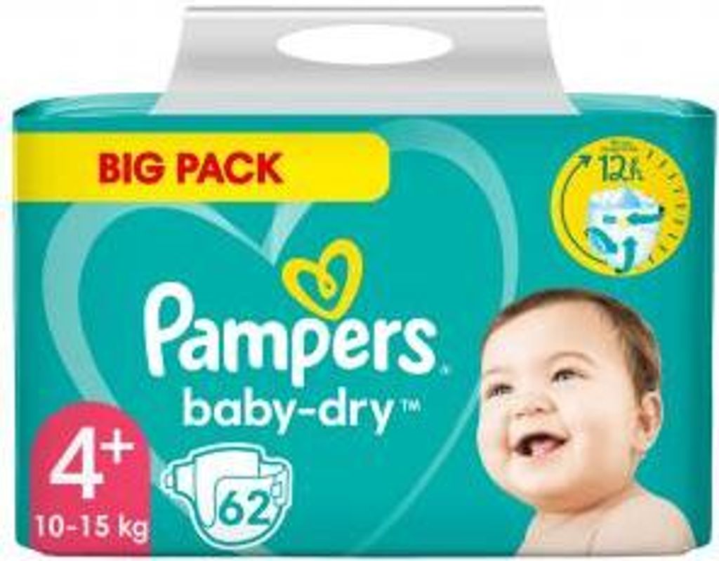 Pampers Baby Dry Big Pack Größe 4  + maxi + 10-15kg, 62er Produktbild 