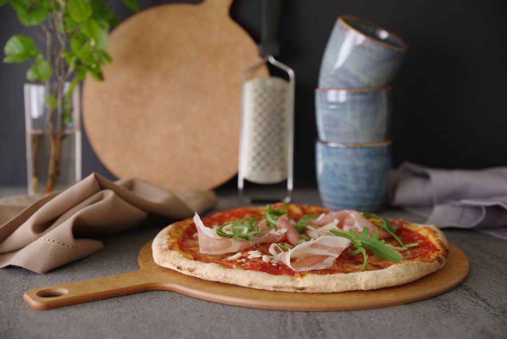HENDI Pizzabrett mit Griff 254x340x6 mm Holzfasern