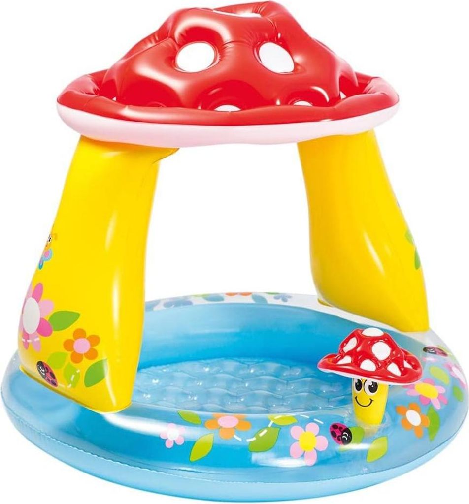 Intex 57114NP - Aufblasbarer Baby-Pool Pilz Vinyl Mehrfarbig 102x89 cm Single