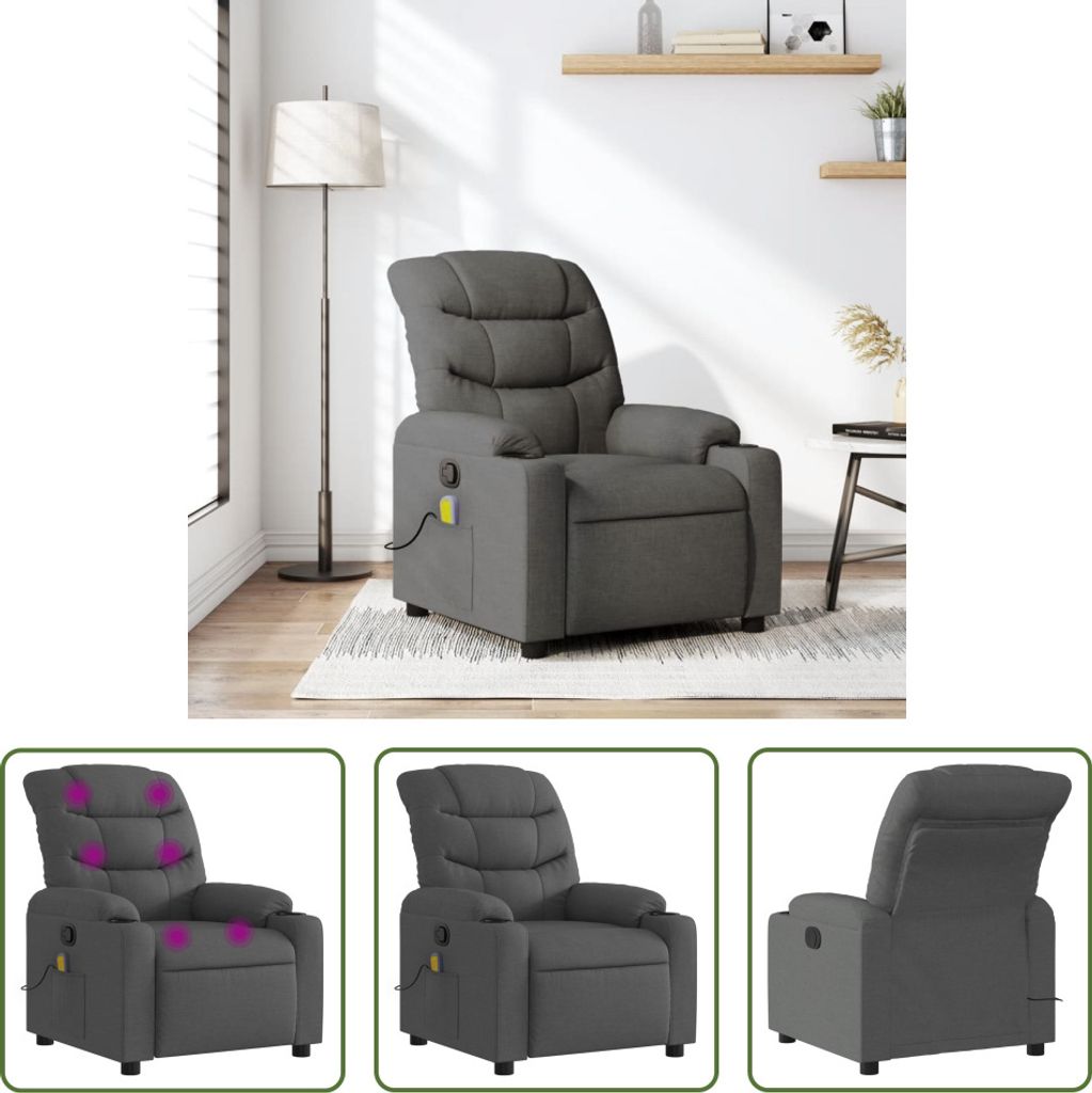 The Living Store Massagesessel Dunkelgrau Stoff