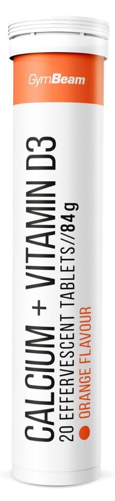 GymBeam - Calcium + Vitamin D3 Brausetabletten, 20 Tabletten, Orange