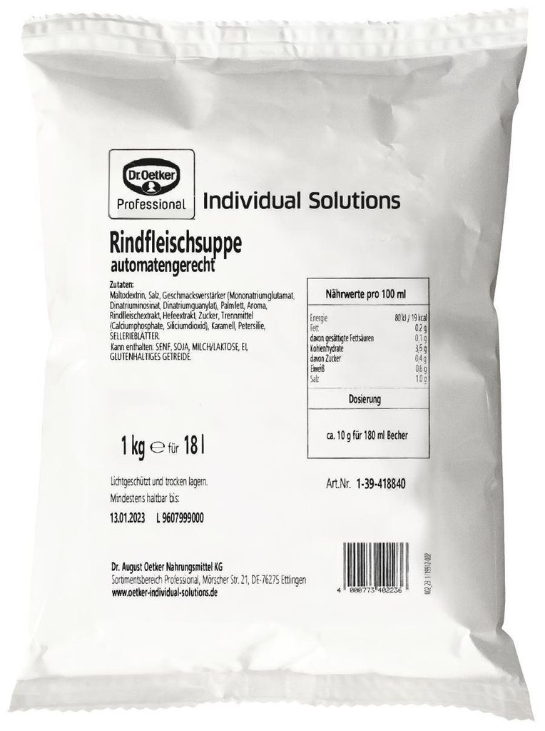 Dr. Oetker Feine Rindfleischsuppe Automatensuppe 1kg Produktbild 
